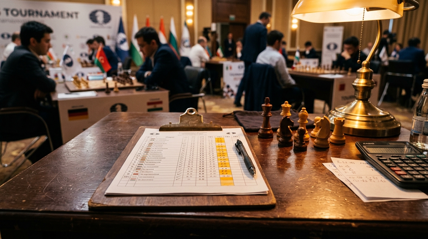 Chess tournament tie-break calculation sheet and results document