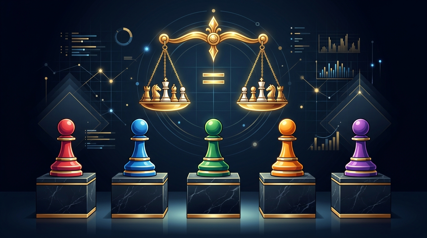 Comparison of tie-break methods - equal chess pawns